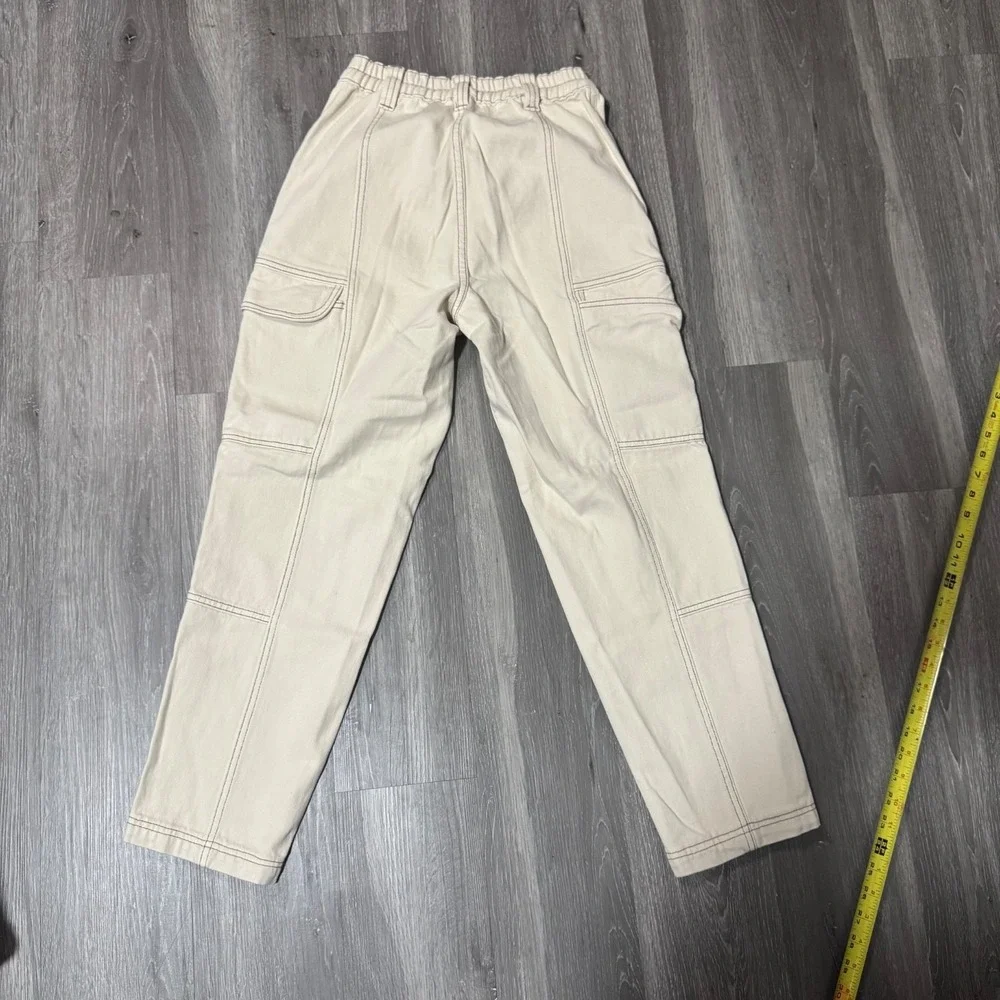 PacSun Elastic Waist Cargo Pants Womens Small Beige Utility Carpenter Jogger Cas